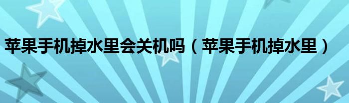 苹果手机掉水里会关机吗（苹果手机掉水里）