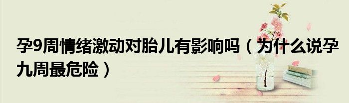 孕9周情绪激动对胎儿有影响吗（为什么说孕九周最危险）