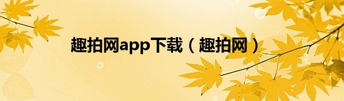 趣拍网app下载（趣拍网）
