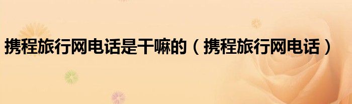 携程旅行网电话是干嘛的（携程旅行网电话）