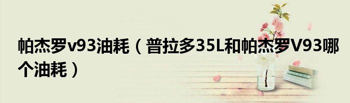 帕杰罗v93油耗（普拉多35L和帕杰罗V93哪个油耗）