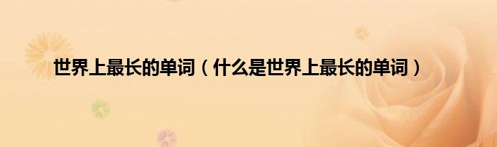 世界上最长的单词（什么是世界上最长的单词）