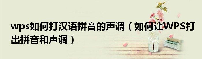 wps如何打汉语拼音的声调（如何让WPS打出拼音和声调）