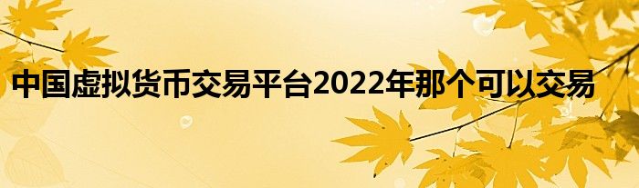 中国虚拟货币交易平台2022年那个可以交易
