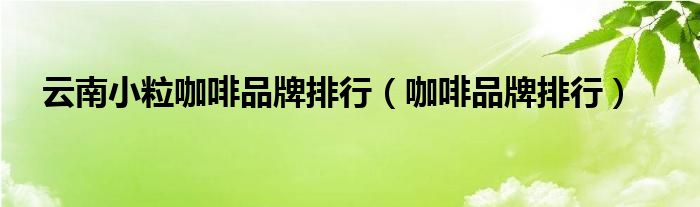 云南小粒咖啡品牌排行（咖啡品牌排行）