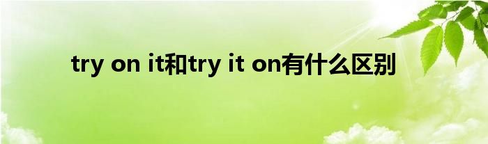 try on it和try it on有什么区别